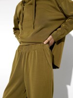 Pantalón Fluido Con Cintura Elástica Toque Suave caqui
