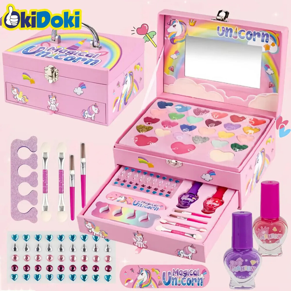 Maletín de maquillajes con sombras, brillos, esmaltes y más... Rosa