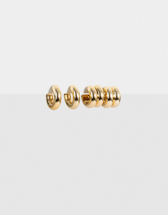 Aros Argollas Set Chunky Edition Set De Aros Argolla Chunky Edition - Dorado