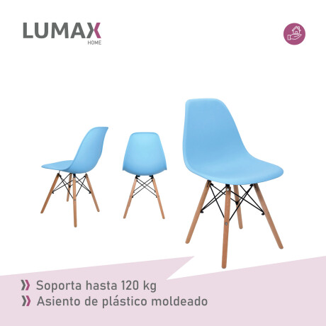 Juego de comedor Con Mesa Circular de 80cm + 2 Sillas Eames Azul