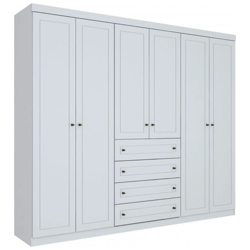 Placard Ropero 6 Puertas 4 Cajones MDF y MDP Blanco Americano Placard Ropero 6 Puertas 4 Cajones MDF y MDP Blanco Americano