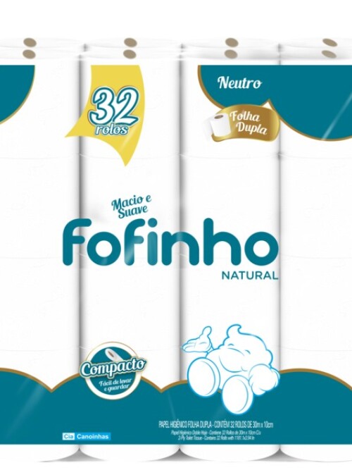 Papel Higienico Fofinho NATURAL Fit DH 32x30 Papel Higienico Fofinho NATURAL Fit DH 32x30