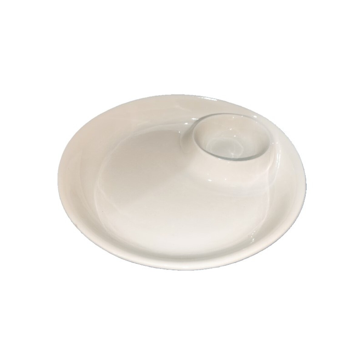 OUTLET Fuente Redonda Blanca Con Salsera 25 Cm - Outlet Fuente Redonda Blanca Con Salsera 25 Cm 