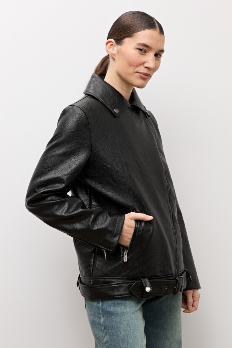 Chaqueta biker eco cuero negro