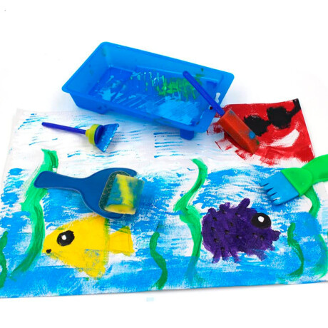 Set Infantil Pinceles De Esponjas + Túnica + Pinturas Jug027005