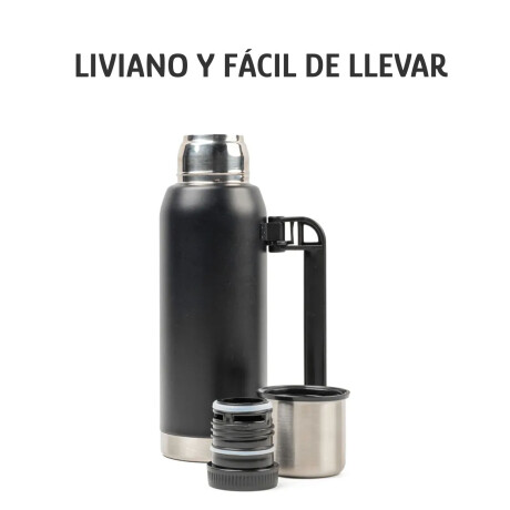 Termo Triton 1Lt Acero Inoxidable Doble Pared + Tapón Extra Negro