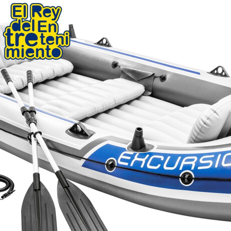 Bote Intex Gomón Inflable 5 Personas Remos Inflador 1