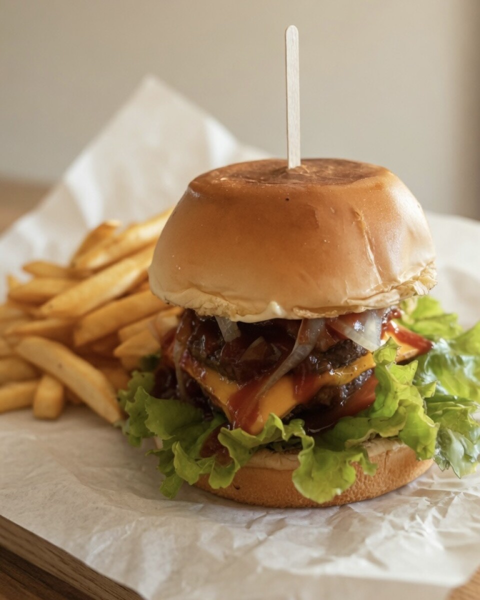 Hamburguesa Casera con Papas Fritas 