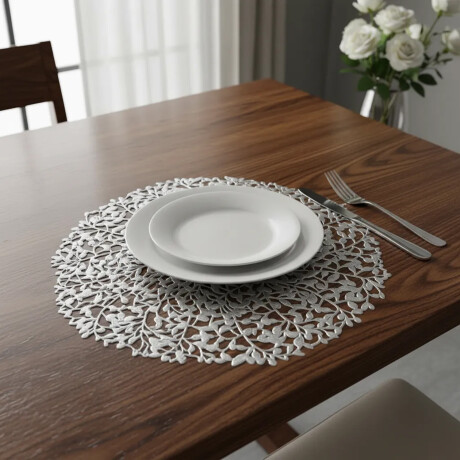 Mantel Individual Garden Redondo en PVC Ø38Cm Paramount Plateado