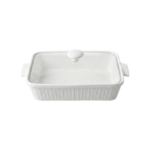 BANDEJA RECT CERAM BLANCO C/TAPA 26X19CM Unica