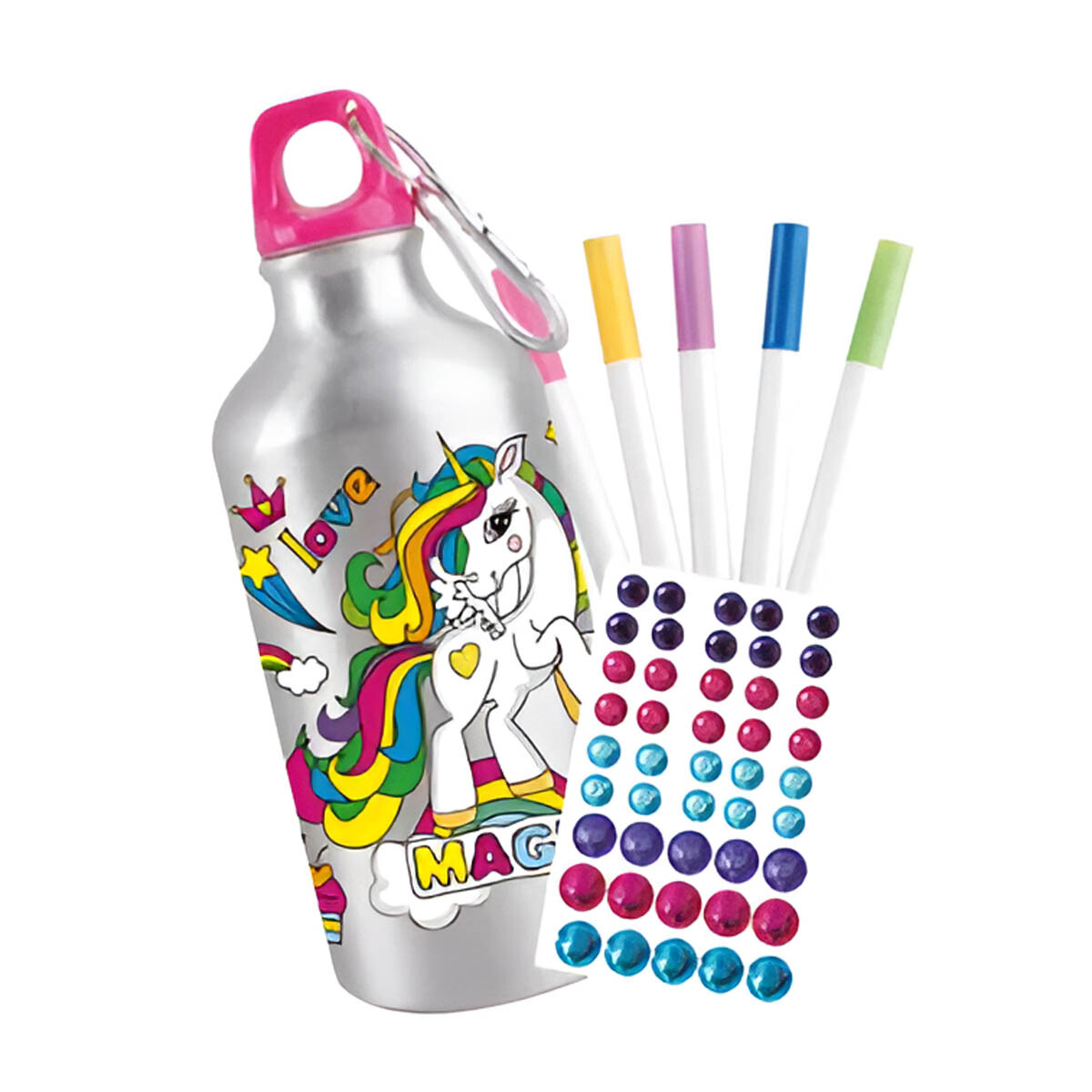 Botella Caramañola Acero Personaliza. C/ Marcadores - Rosa 