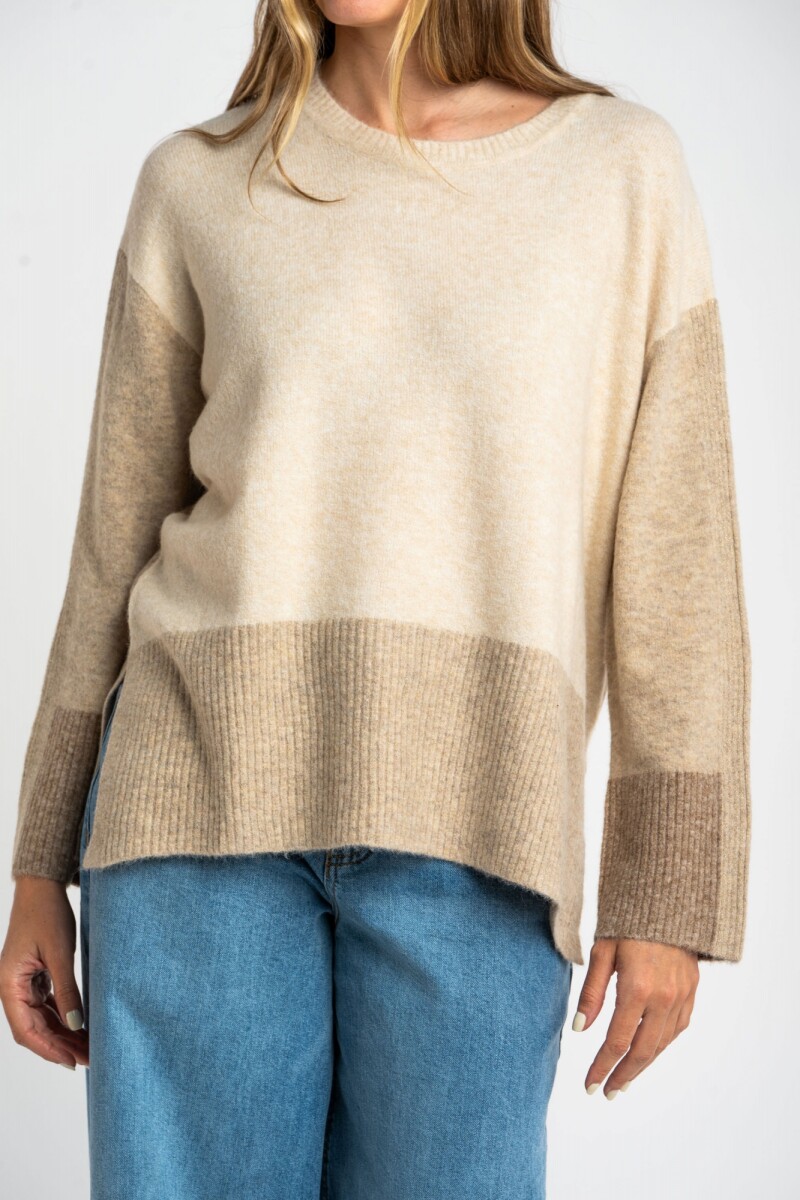 Sweater Combinado Beige Melange