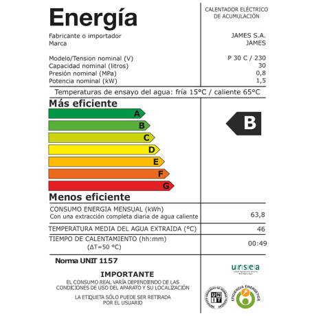 Termotanque JAMES 30Lts Prisma Cobre