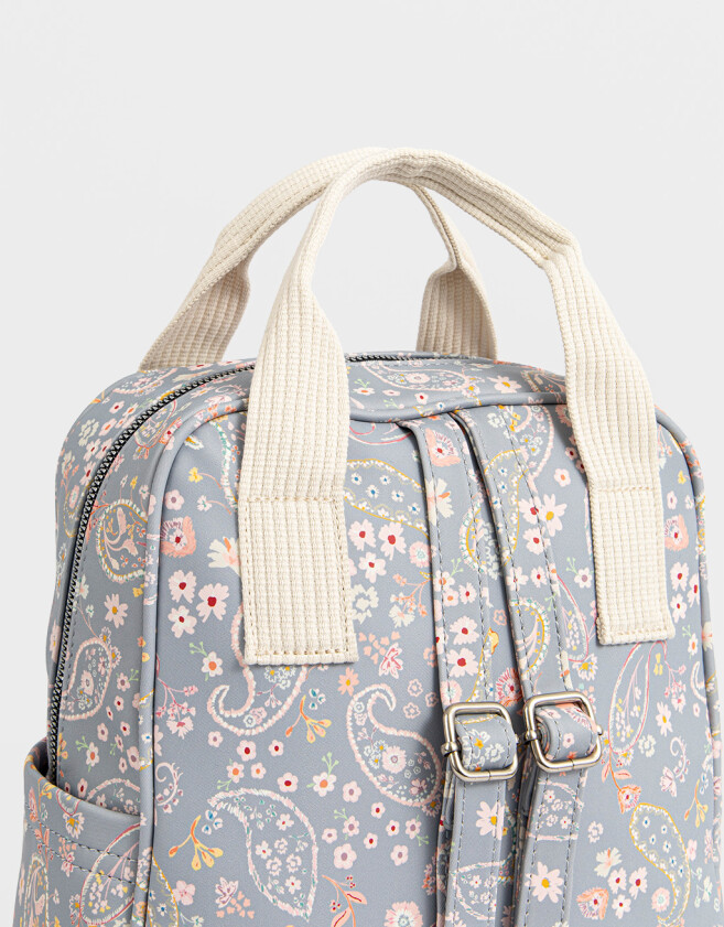 Mochilas Urbanas Estampados Mochila De Cuerina - Azul Celeste
