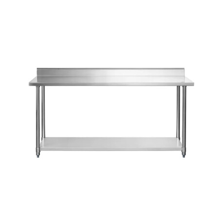 Mesada de Trabajo con Estante y Respaldo de Acero Inoxidable 180 x 60 x 85 cm Mesada de Trabajo con Estante y Respaldo de Acero Inoxidable 180 x 60 x 85 cm