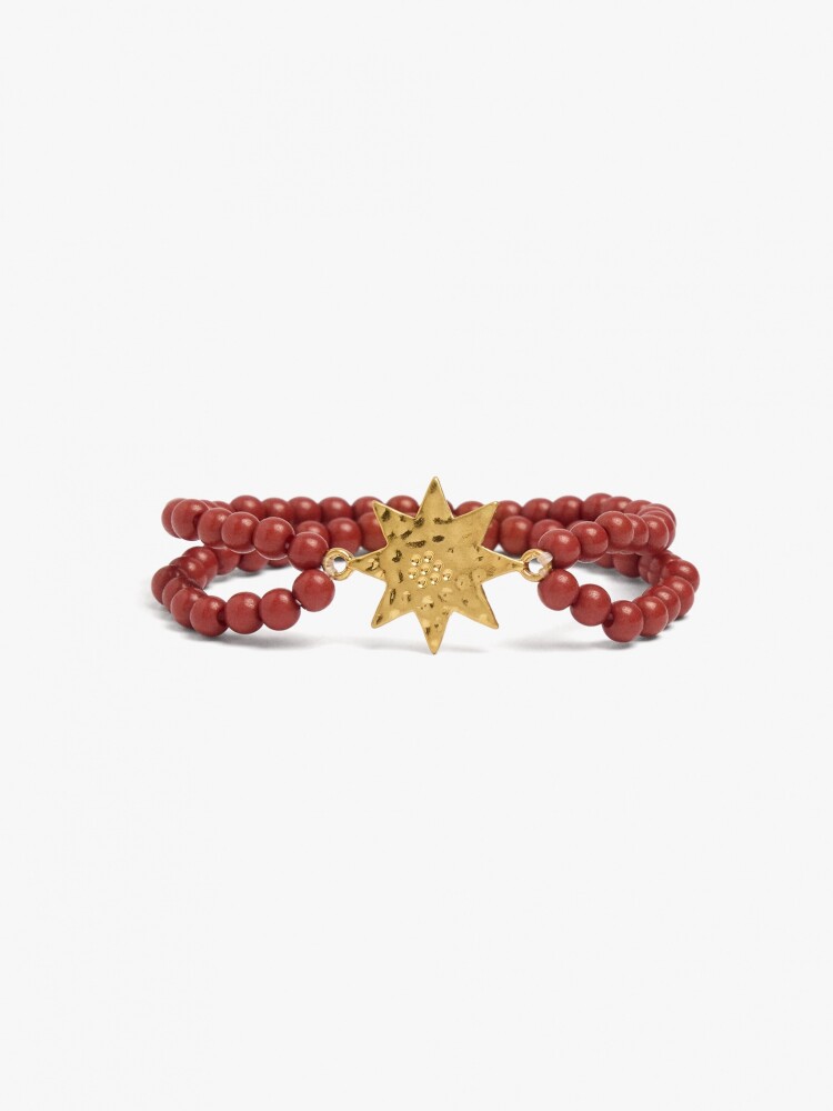 Pulsera Doble Con Charm De Estrella naranja