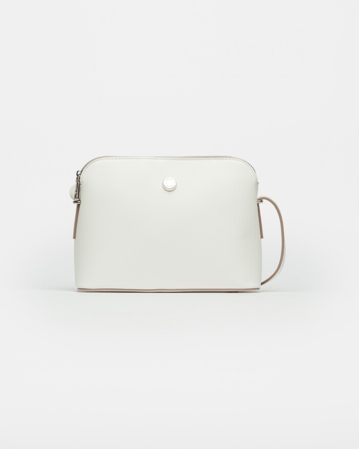 Bandolera Dyna en efecto cuero zaffiano Blanco