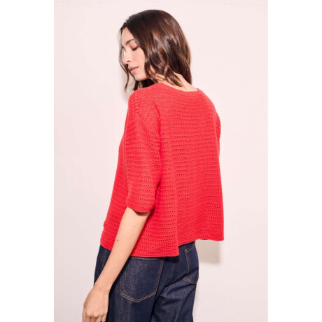 Sweater Texturado Algodon Rojo