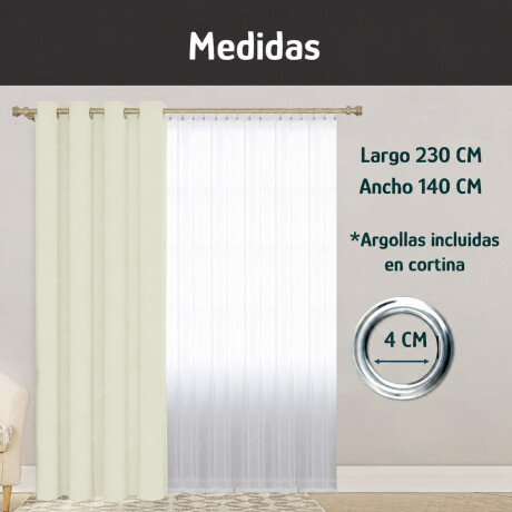 Set x2 Cortina Blackout 140x230 Cm Living Dormitorio Crudo Verde Agua