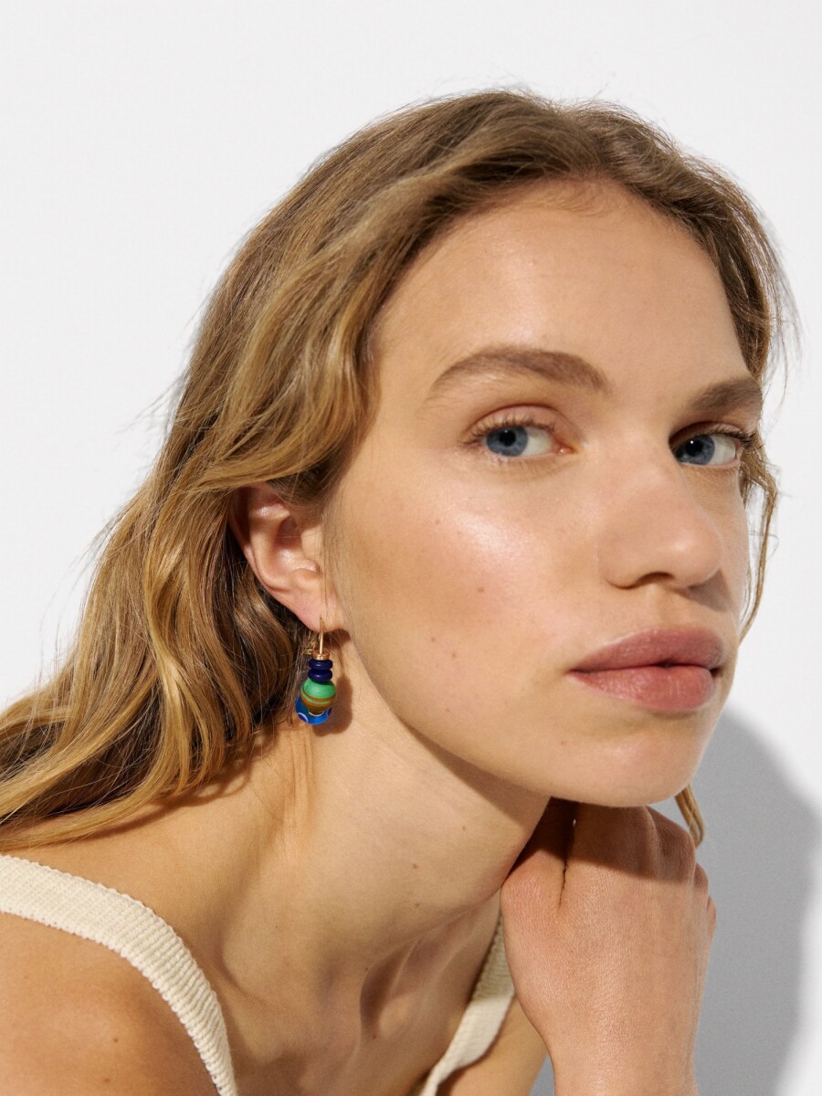 Aros Con Cuentas De Vidrio multicolor