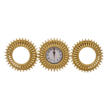 Reloj De Pared Con Espejos 3 Piezas 24.3 X 25 Cm Color Dorado