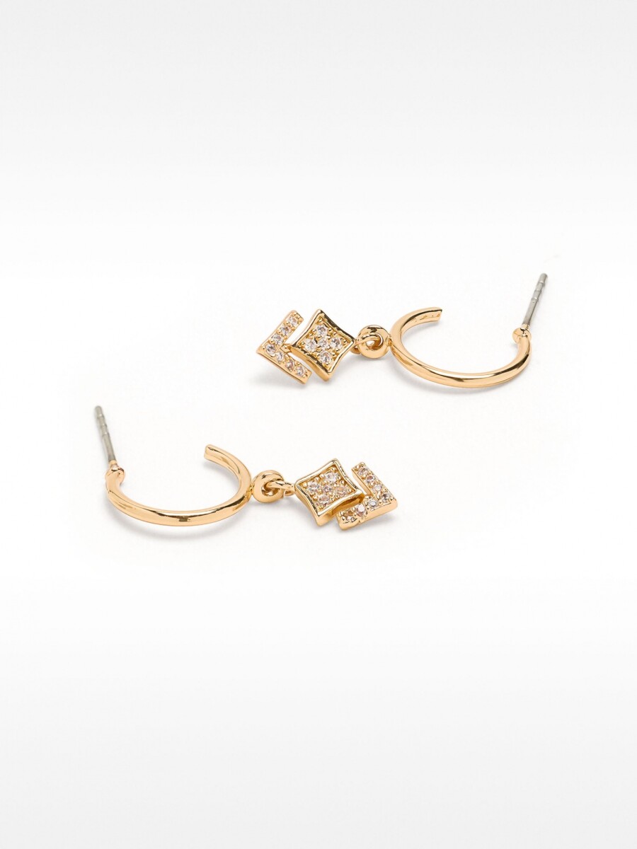 Aros Rombo Zircónias dorado