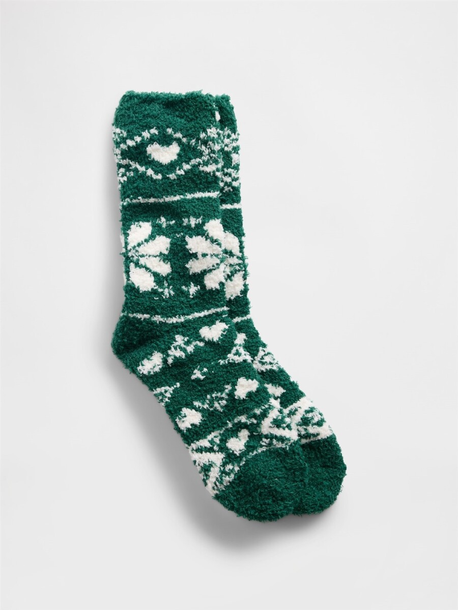 Medias Cozy Mujer - Green Snowflake 