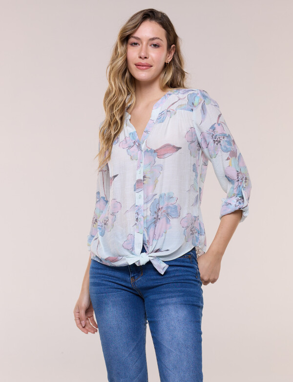 Blusa Botones Nudo CELESTE/MULTI