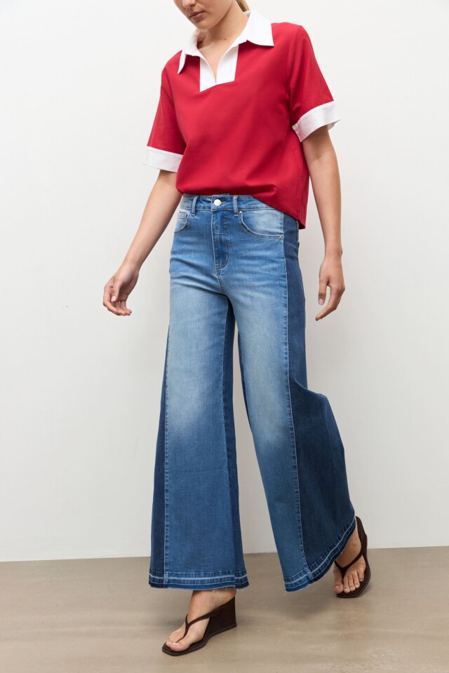 Jean wide leg Ada bicolor jean medio