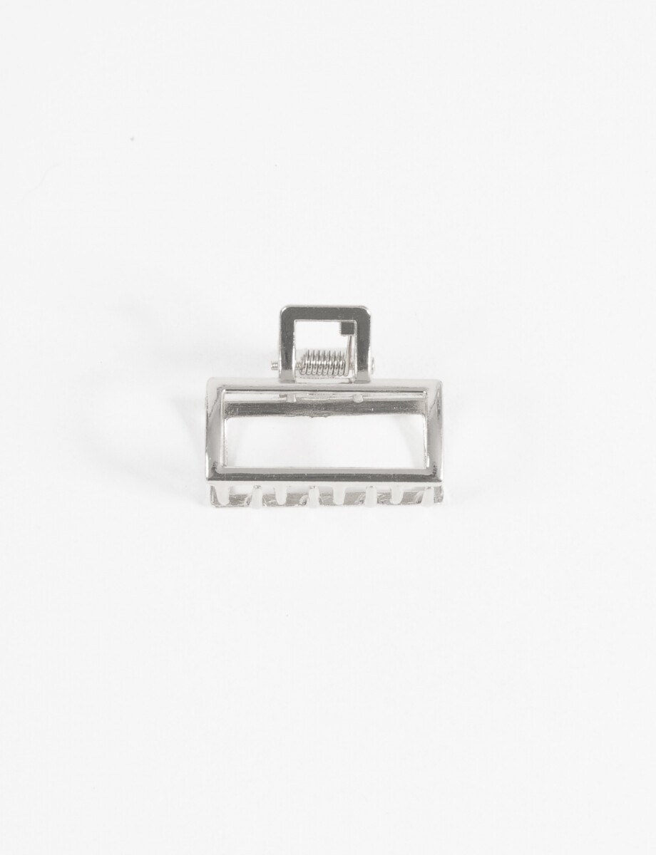 Broche rectangular metálico chico - plateado 