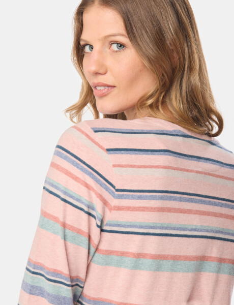 REMERA RAYADA MANGA LARGA Coral