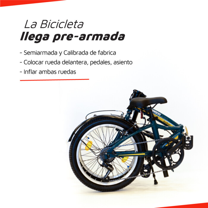 Bicicleta Plegable cuadro aluminio rod 20 y cambios Shimano Negra