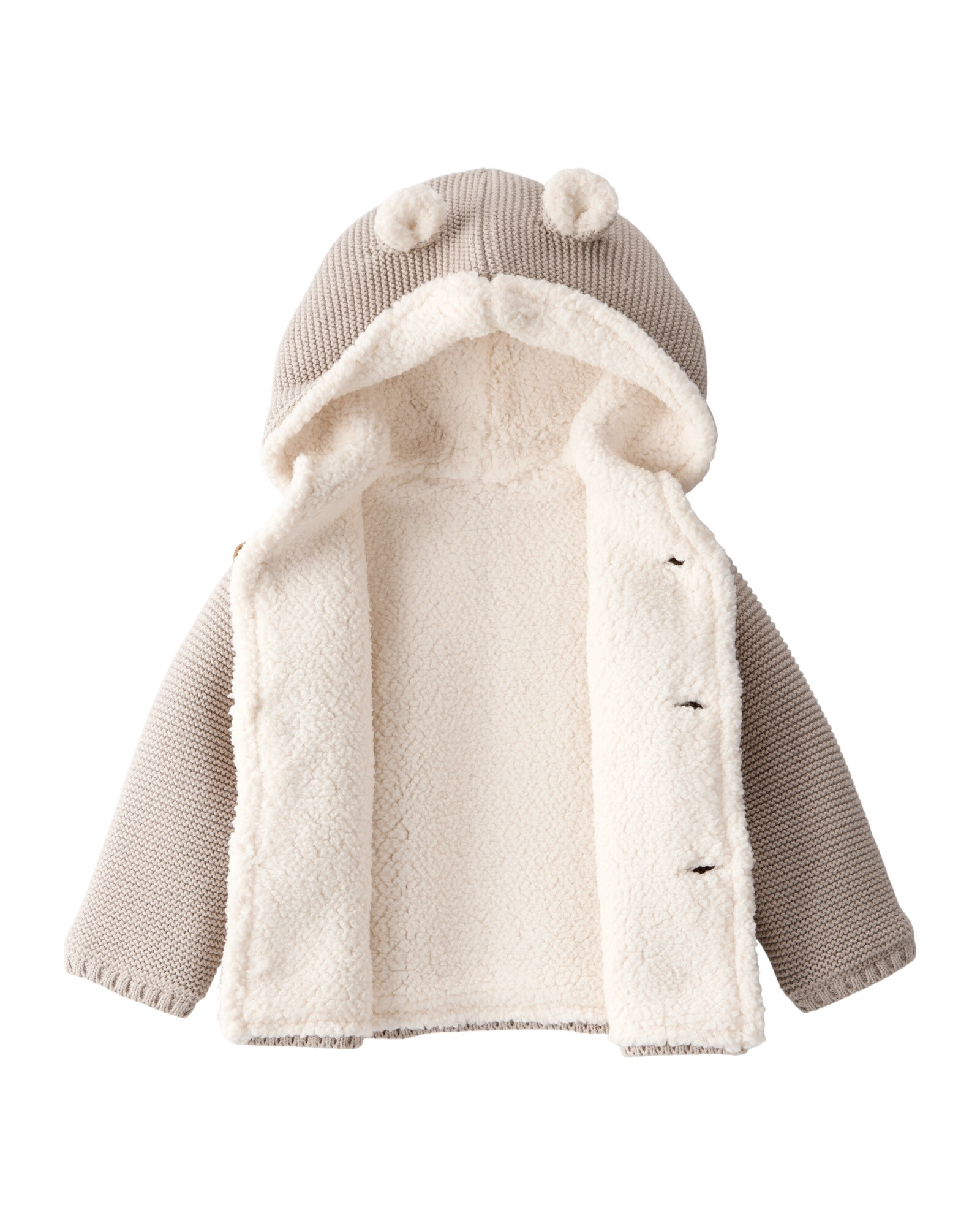 Saco de algodón, con forro de sherpa, beige Saco de algodón, con forro de sherpa, beige