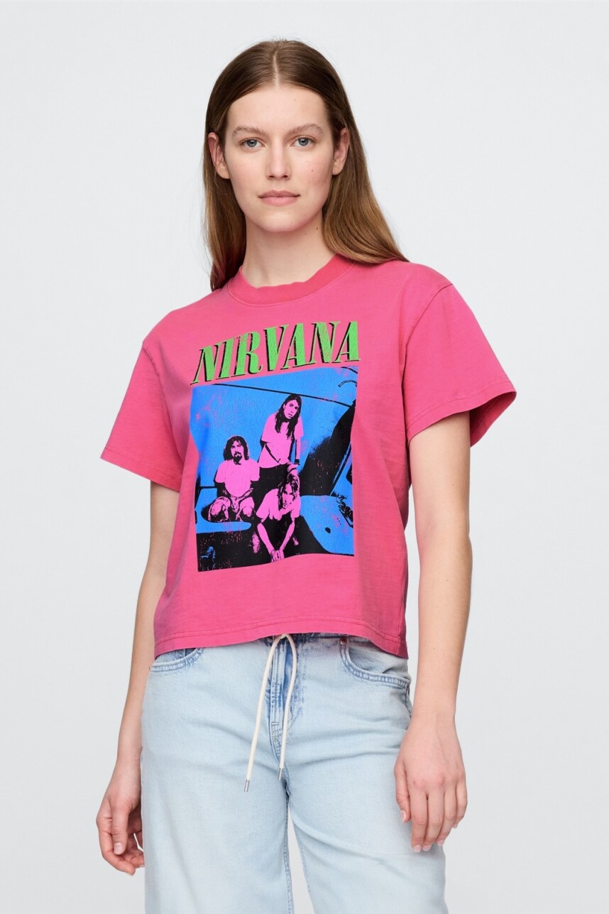 Remera Bandas Manga Corta Mujer Standout Pink