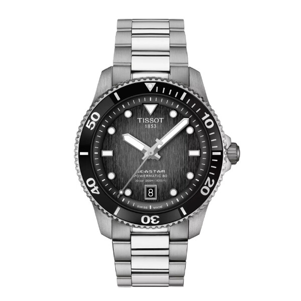 Reloj TISSOT Seastar 1000 40MM de acero con esfera y bisel negro Reloj TISSOT Seastar 1000 40MM de acero con esfera y bisel negro