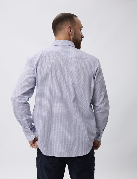 Camisa m/l microcuadros azul