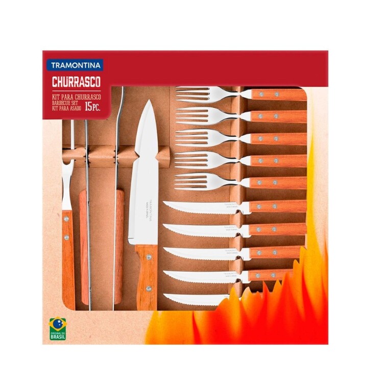 KIT PARA ASADO CHURRASCO 15 PC Sin color