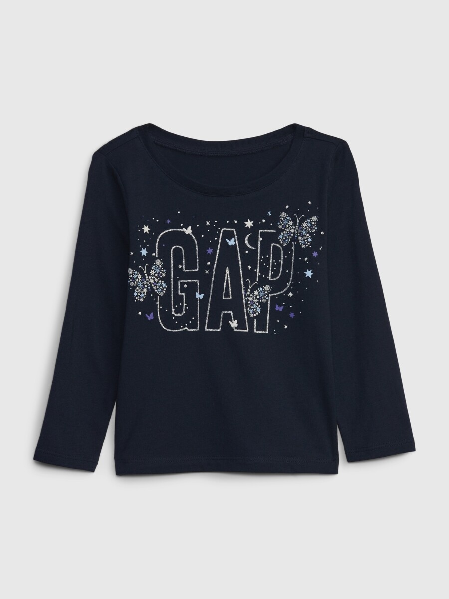 Remera Logo Gap Manga Larga Toddler Niña - Blue Galaxy 