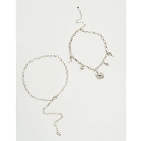 Chokers Set Bañado En Plata Plateado