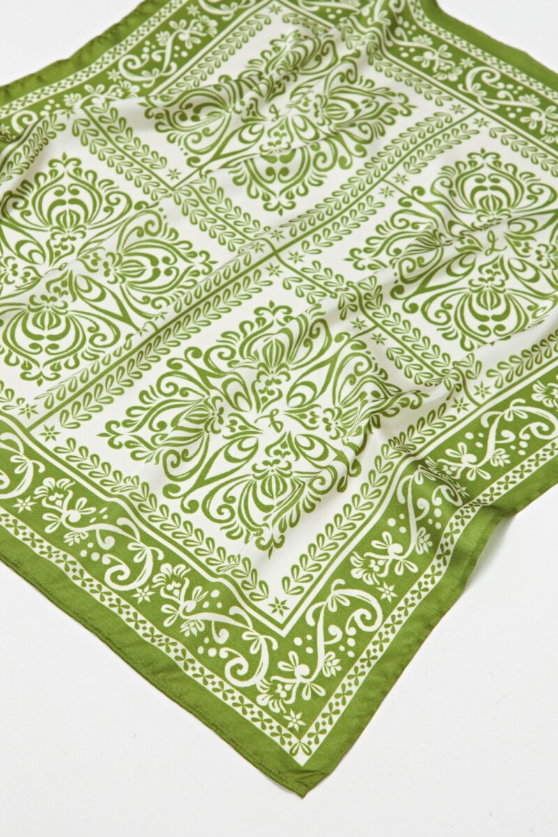 Pañuelo estampado floral geométrico pistacho