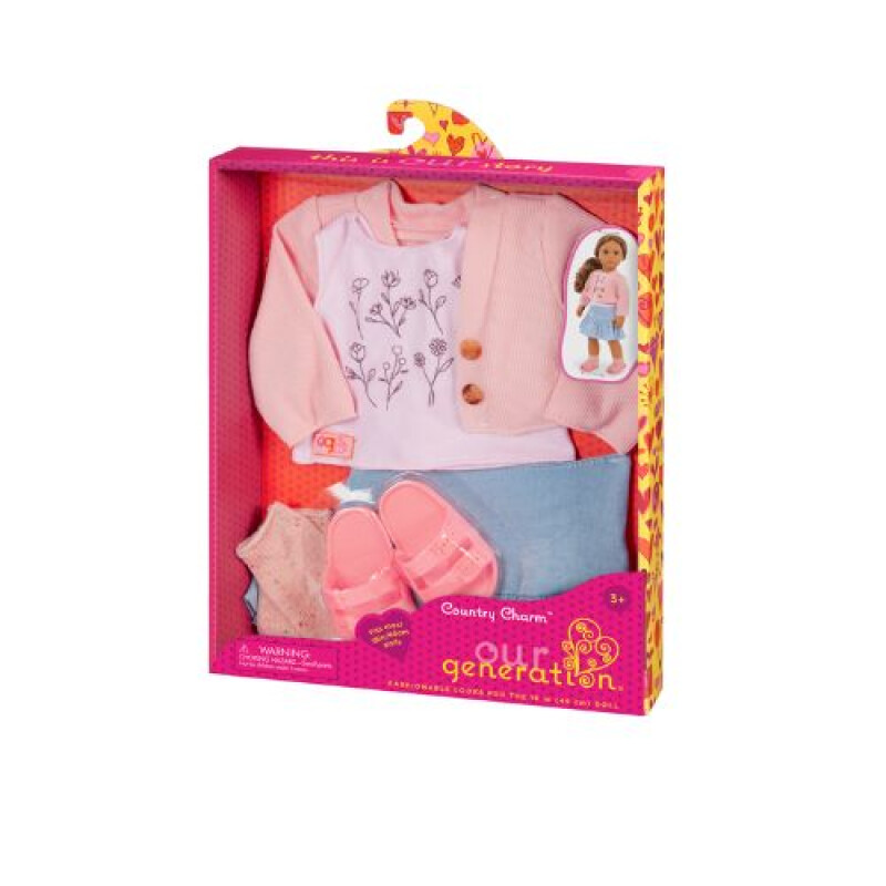 SET ROPA - BUZO ROSADO & POLLERA JEAN - OUR GENERATION Set Ropa - Buzo Rosado & Pollera Jean - Our Generation