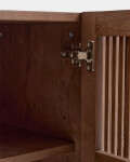 Aparador Beyla 4 puertas de chapa y madera maciza de fresno con acabado tono nogal 180 x 71,5 cm Aparador Beyla 4 puertas de chapa y madera maciza de fresno con acabado tono nogal 180 x 71,5 cm