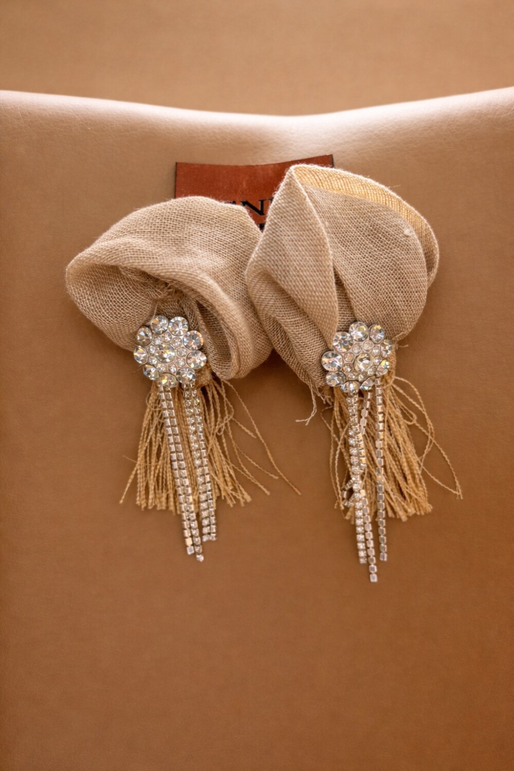 Rosette Earrings Beige