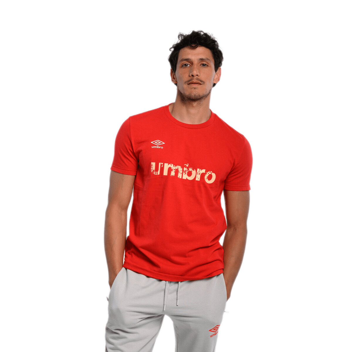 Remera Umbro Hombre Double Logo Rojo-Coral-Blanco - S/C 