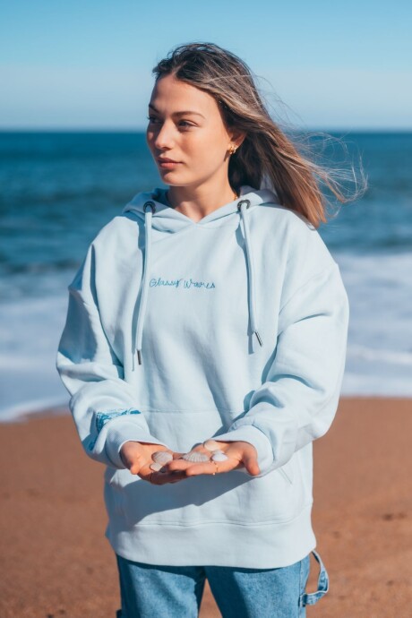 Hoodie Waikiki Boxy Fit Bordado / Celeste U
