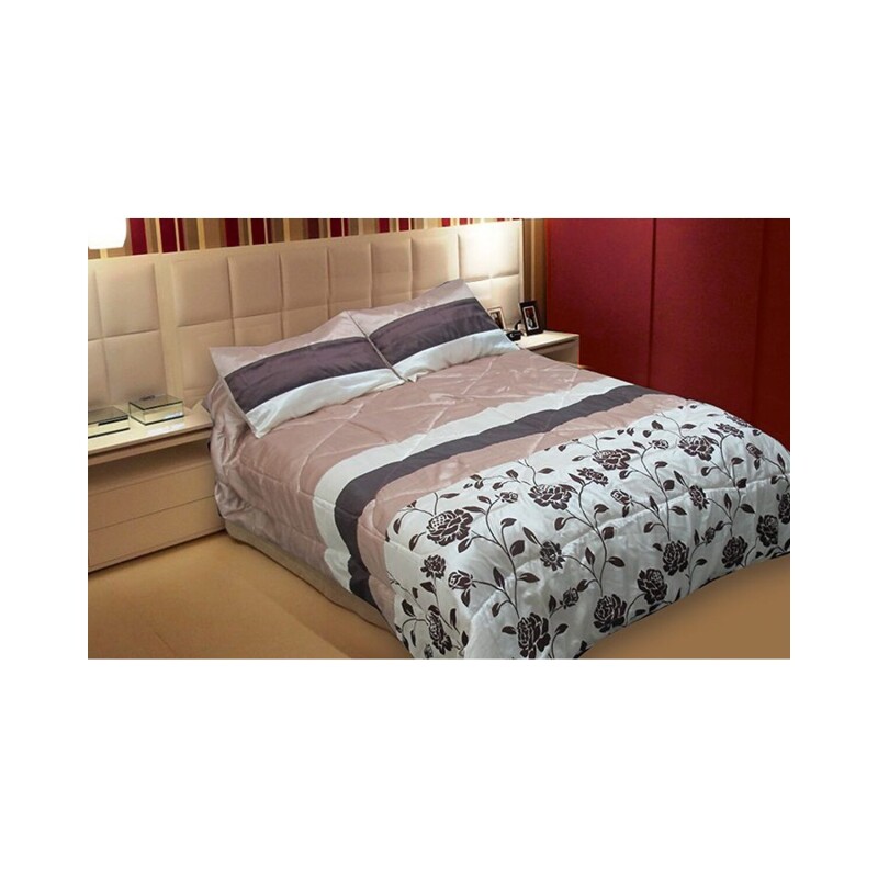 Acolchado Cotton Flor Línea Dorada 2 plazas 220x255cm 449