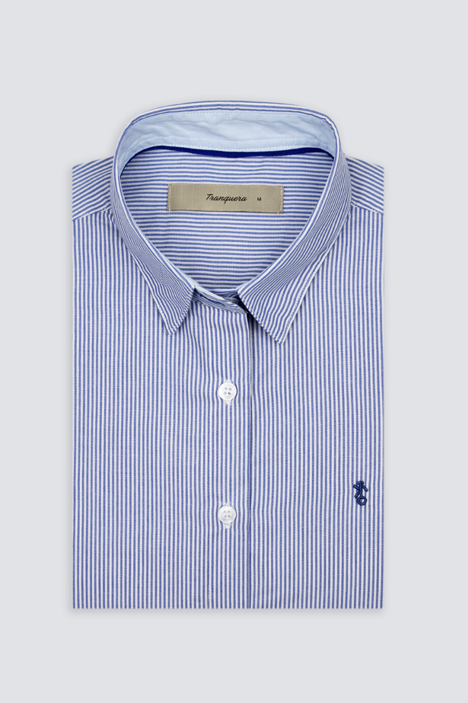 Camisa Dama Clásica Raya Celeste Fina