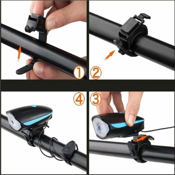 Luz Delantera Linterna Con Bocina Y Recarga USB Para Bicicleta Luz Delantera Linterna Con Bocina Y Recarga USB Para Bicicleta