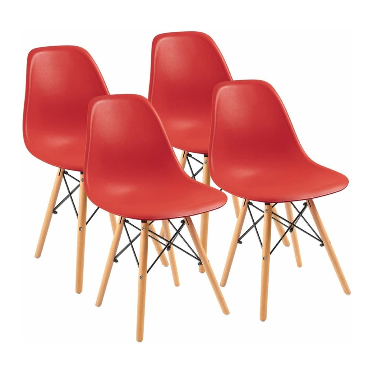 Set 4 Sillas Diseño Eames para Comedor Living Dormitorio - Rojo 