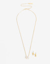 Bijouterie Set Cubic zirconia Set De Aros Pasantes Y Collar Cubic - Dorado